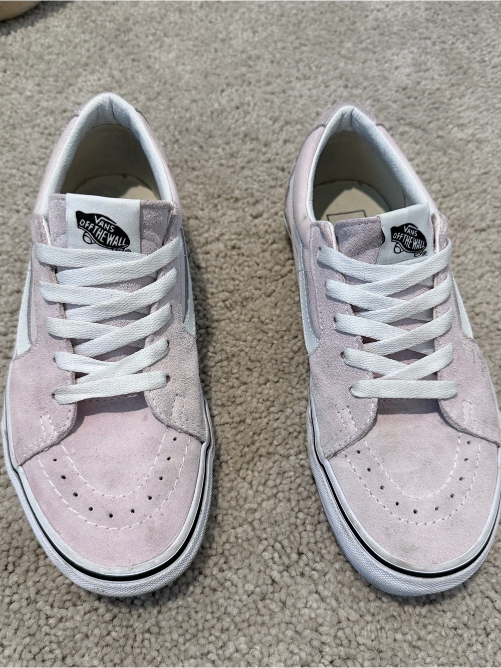 Vans Women’s Sk8-Low Sneakers in Pale Pink and White